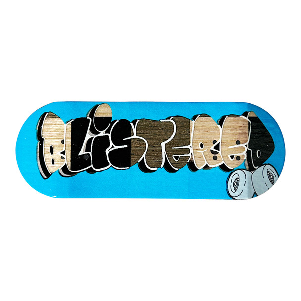 FlatFace G16 Deck - Blistered Graffiti Blue on Squares Split Ply - 33.6mm Real Wear
