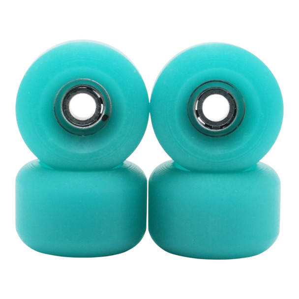 Blistered x FlatFace G4 Urethane Wheels - Turquoise, Glow Front - w JoyCult Bearings Collab