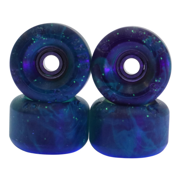 G4-BR Blistered x FlatFace x Blackriver Urethane Wheels - TieDye Green/Blue/Yellow/Clear SunShift -> Black