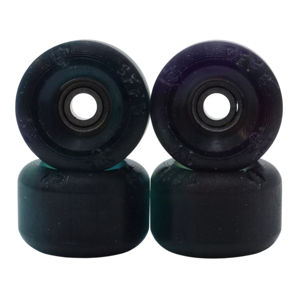 G4-BR Blistered x FlatFace x Blackriver Urethane Wheels - TieDye Green/Blue/Yellow/Clear SunShift -> Black