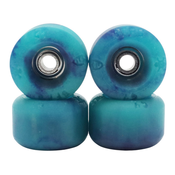 G4-BR Blistered x FlatFace x Blackriver G4 Urethane Wheels - Turquoise Purple Swirl, Glow Front - w JoyCult Bearings Collab