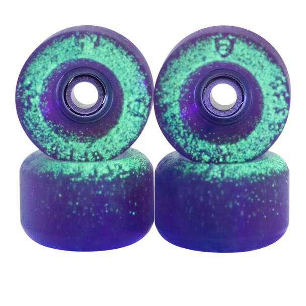 BR-G4 - Blistered x FlatFace x Blackriver x JoyCult - Urethane Wheels - TieDye Blue Sunshift -> Purple, Glow