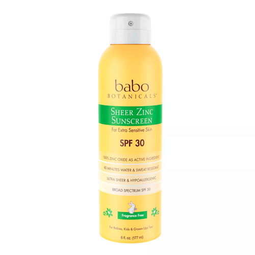 Sheer Zinc Sunscreen Spray, SPF 30 by Babo Botanicals bottle