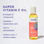 Super Vitamin E Oil 5000 IU educational label , 8 vitamin E compounds, hydrates & replenishes, rich in antioxidants, softens scars & stretch marks