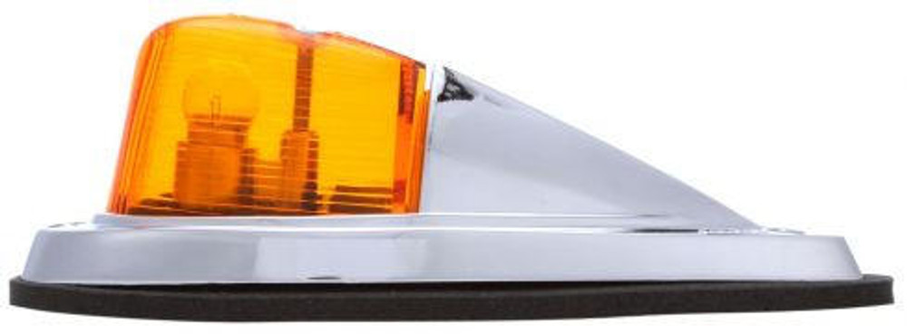 Signal-Stat, Incandescent, Yellow Triangular, 1 Bulb, Marker Clearance Light, P2, Chrome Zinc 2 Screw, Hardwired, Stripped End, 12V