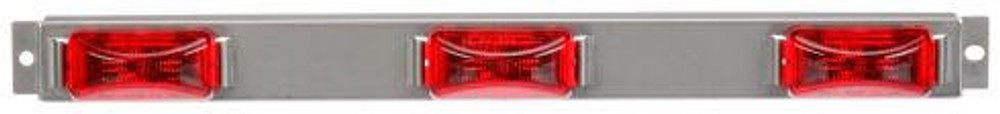 15 Series, LED, Identification Bar, Rectangular, Red, 3 Lights, 6" Centers, Silver, 12V, Kit