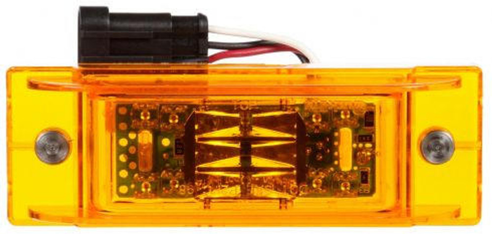 21 Series, Auxiliary W/12" Mating Harness, LED, Yellow Rectangular, 16 Diode, Marker Clearance Light, P2, 2 Screw, Hardwired, AMP 282105-1, 12V