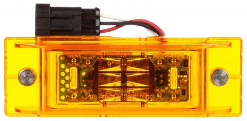 21 Series, LED, Yellow Rectangular, 16 Diode, Marker Clearance Light, P2, 2 Screw, Hardwired, AMP 282105-1, 12V