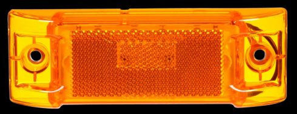 Signal-Stat, LED, Yellow Rectangular, 8 Diode, Marker Clearance Light, P2, 2 Screw, Reflectorized, Hardwired, Stripped End, 12V