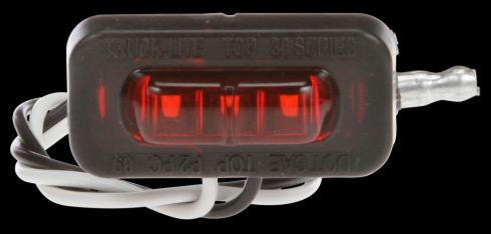 36 Series, Flex-Lite Side Exit, LED, Red Rectangular, 3 Diode, Marker Clearance Light, PC, Adhesive Mount, Hardwired, .180 Bullet Terminal, 12V