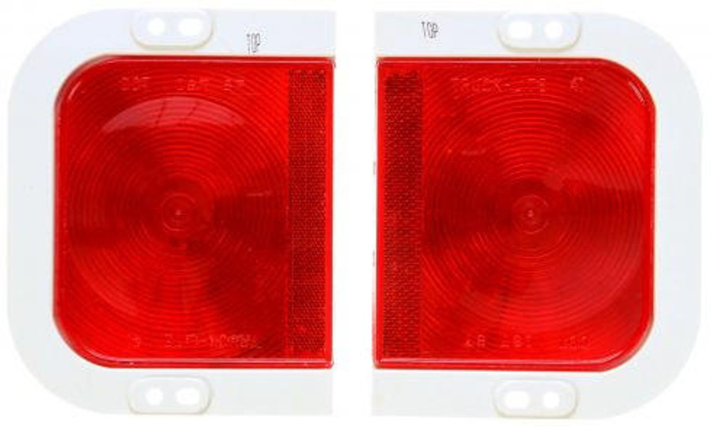 41 Series, Right Hand Side, Incandescent, Red, Rectangular, 1 Bulb, Stop/Turn/Tail, White Flange Mount, PL-3, Ring Terminal/Molded Four-Position .180, 12V, Kit