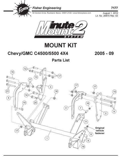 Fisher Minute Mount 2 Commercial 2005-2009 GM C4500/5500 4X4 - F7177