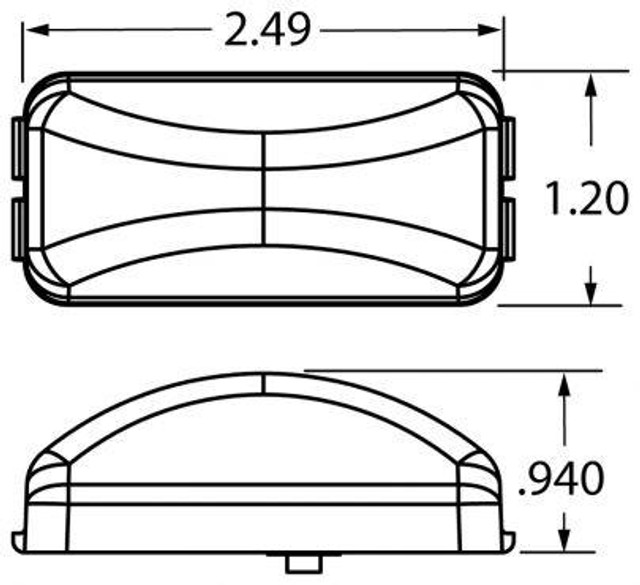 15 Series, LED, Yellow Rectangular, 3 Diode, Marker Clearance Light, P3, PL-10, 12V