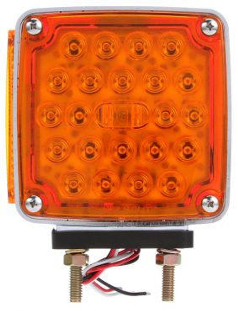 Signal-Stat, LED, Red/Yellow Square, 24 Diode, RH, Dual Face, Vertical Mount, Side Marker, 3 Wire, Pedestal Light, 2 Stud, Chrome, Stripped End/Ring Terminal Signal-Stat, LED, Red/Yellow Square, 24 Diode, RH, Dual Face, Vertical Mount, Side Marker, 3 Wire, Pedestal Light, 2 Stud, Chrome, Stripped End/Ring Terminal
