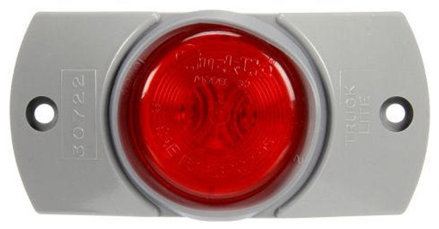 30 Series, Incandescent, Red Round, 1 Bulb, Marker Clearance Light, PC, Gray PVC Bracket Mount, PL-10, Ring Terminal/Stripped End, 12V, Kit