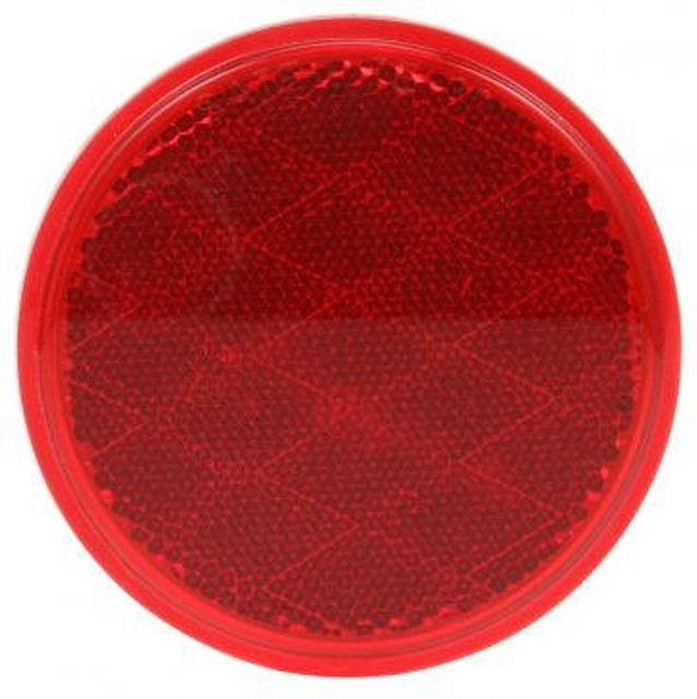 Signal-Stat, 3-1/8" Round, Red, Reflector, Adhesive Mount