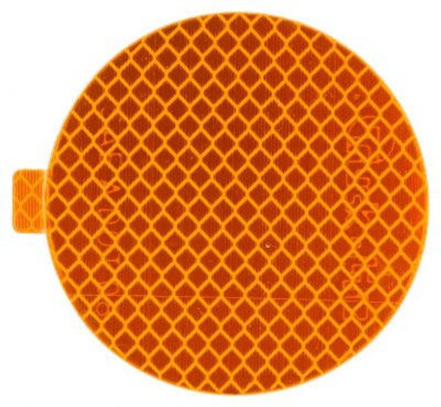 Retro-Reflective Tape, 3" Round, Yellow, Reflector, Adhesive Mount