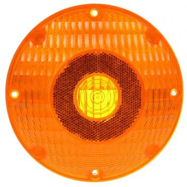 Round, Yellow, Polycarbonate, Replacement Lens for Bus Lights (91312Y, 91812Y), 4 Screw