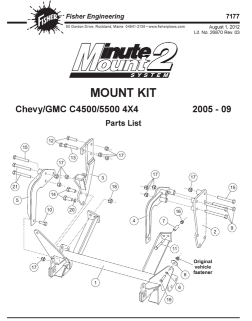 Fisher Minute Mount 2 Commercial 2005-2009 GM C4500/5500 4X4 - F7177