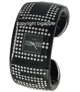 Guess All Black Crystal Cuff Bracelet Ladies Watch U17509L1