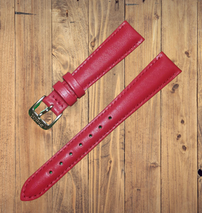 Stitched Calfskin Band / Strap by Speidel - Red - 13mm, 16mm, 18mm