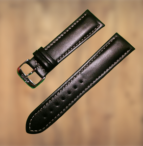 Aviator Black Contrast Stitching - 22mm