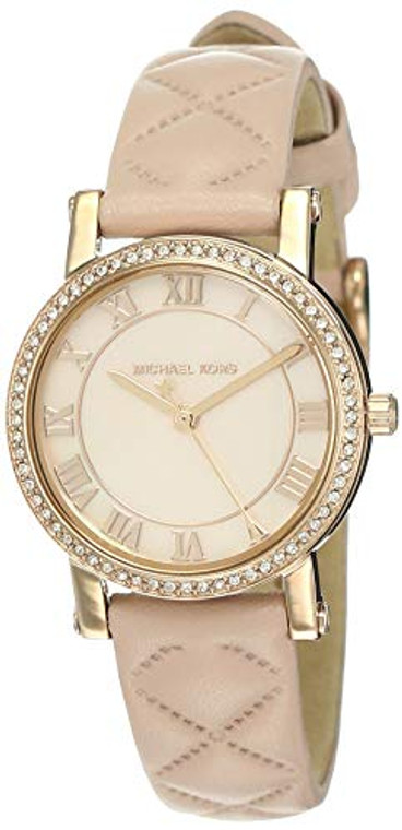 Michael Kors Women's Stainless Steel Analog-Quartz Watch with Leather Calfskin Strap, Pink, 14 (Model: MK2683)