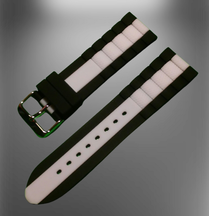 Black and White Silicone Band by Hadley Roma - 24mm