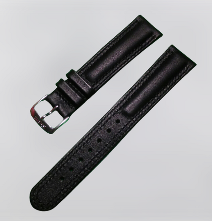 Laredo Double Stitched Leather Band by Speidel - Black - 12mm, 13mm, 14mm, 18mm