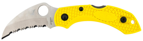Spyderco C28SYL2HB Dragonfly 2 Salt 2.30" Folding Hawkbill Serrated H2 Steel Blade Yellow FRN Handle, Includes Pocket Clip