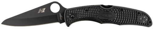 Spyderco Pacific Salt 2 Folder 3.78" H2 Steel Plain Drop Point Black Coated Blade Black FRN Handle & 4-Position Clip