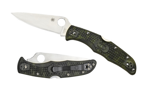 Spyderco Endura 4 Lightweight 3.80" Plain Satin VG-10 SS Blade Hand-Dyed Zome Green FRN Handle Including Pocket Clip