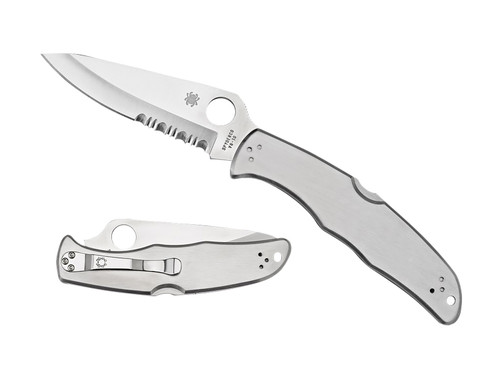 Spyderco Endura 4 3.85" Plain Satin VG-10 SS Blade Satin Stainless Handle Including Four-Position Pocket Clip