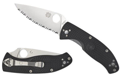 Spyderco Tenacious Lightweight Folder C122PSBK 3.39" SpyderEdge Satin 8Cr13MoV Blade Black Textured FRN Handle w/ Clip