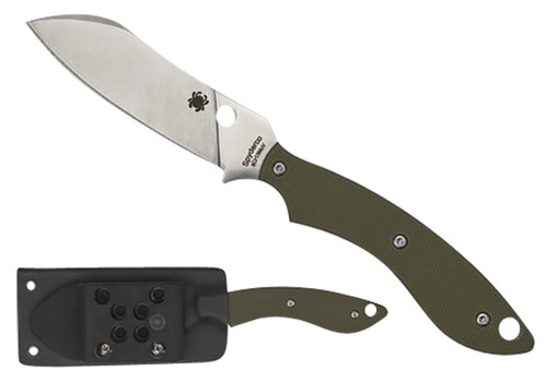 Spyderco FB50GPOD Stok Fixed Blade Knife 2.95" Plain Stonewashed 8Cr13MoV Stainless Blade Olive Drab G10 Handle & G-Clip Sheath