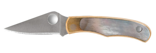 Spyderco C133AP Bug 1.25" Folding Plain Stonewashed 12C27 Sandvik Blade, Abalone/Nickel Handle