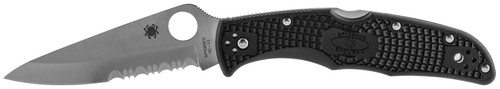 Spyderco Endura 4 Lightweight Part Serrated Folding Knife C10PSBK, 3.75" VG-10 Drop Point Blade, Black FRN Handle