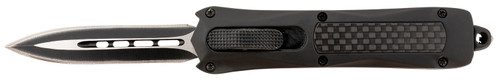 Steel River Knives Spartan Mini 2.70" OTF Auto Dagger 440C SS Blade Black w/Carbon Fiber Inlay Zinc Alloy Aluminum Handle