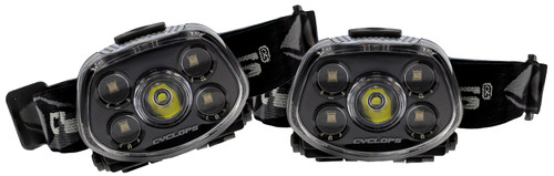 Cyclops CYC-HLFXP-2PK Force XP Headlamp 3.2/5.5/15/350 Lumens Red/Green LED Black 2-Pack