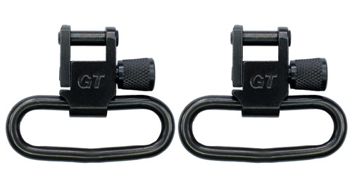 GrovTec Locking Rifle Sling Swivel Set – 1.25" Loops, Black Oxide Steel with Ergonomic Thumbscrew