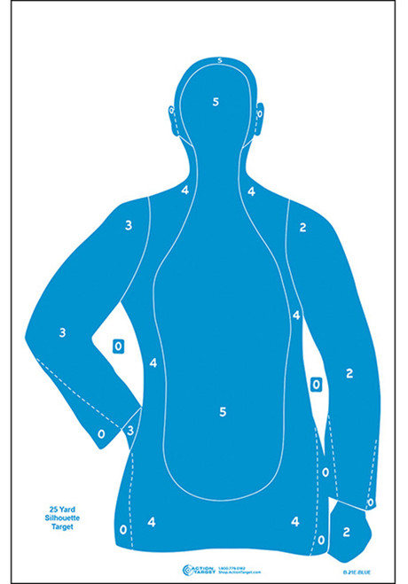 Action Target B-21E Blue Qualification Silhouette Paper Hanging Target 23x35 100-Count