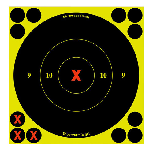 Birchwood Casey Shoot-N-C 34560 Self-Adhesive Reactive Target Black/Yellow 6" X-Bullseye 60-Pack