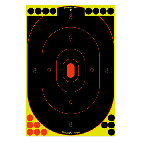 Birchwood Casey Shoot-N-C 34617 Self-Adhesive Reactive Target Black/Yellow/Red 12"x18" Oval Silhouette 12-Pack