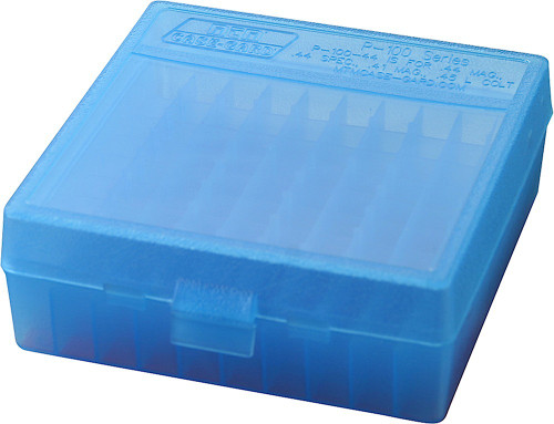 MTM Case-Gard P1004424 44 Mag/45 Long Colt/454 Casull Multi-Caliber 100 Round Ammo Box Blue