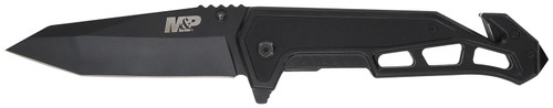 S&W 1160826 M&P Body Guard 5.26" Folding Knife Plain Black SS Blade Black Steel and G10 Handle with Pocket Clip