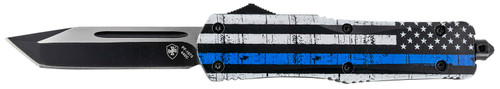 Templar Knife LBTB231 Back The Blue Gen II Large OTF Tanto 3.50" Stonewashed 440C SS Blade Blue Line Aluminum Handle