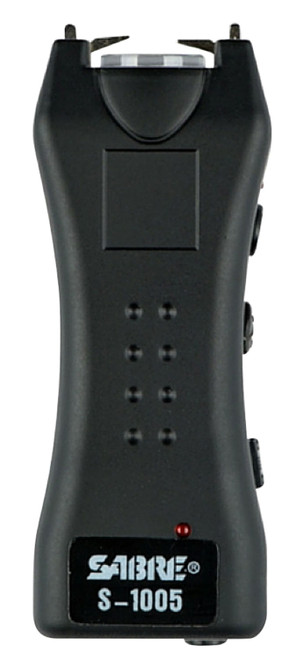 Sabre S1005BK Mini Stun Gun Black with LED Flashlight Wrist Strap and Holster