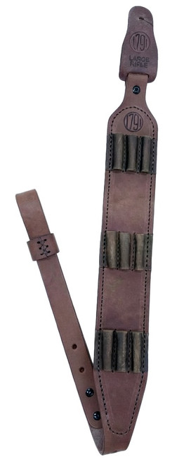 1791 Gunleather Hunt Rifle Shell Sling Oiled Brown Leather 9 Shell Carrier Swivel to Swivel 32-37 in