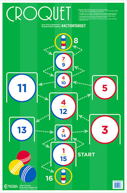 Action Target GSCROQUET100 Croquet Shooting Game Paper Hanging Target 23" x 35" Multi-Color 100 Count