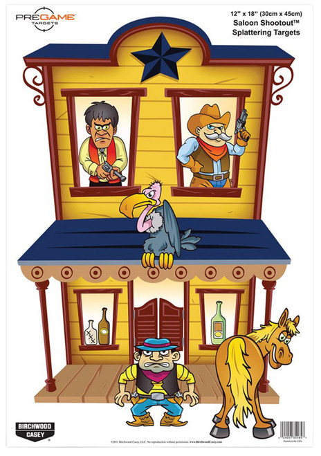 Birchwood Casey 35564 Pregame Saloon/Patrons Paper Hanging Universal 12" x 18" Multi-Color 8 Per Pkg